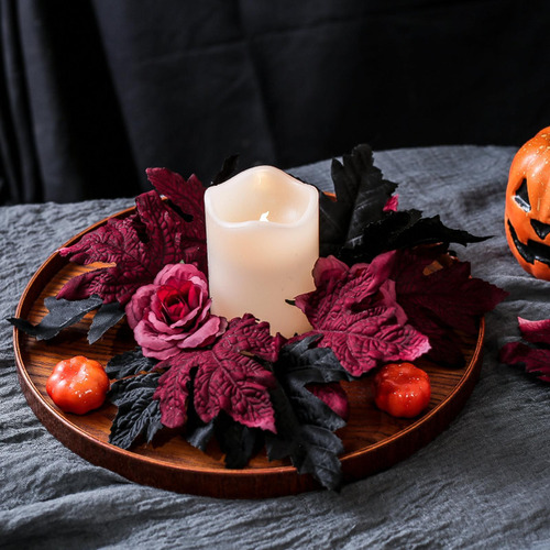 Corona De Guirnalda De Velas De Hojas Y Rosas De Color