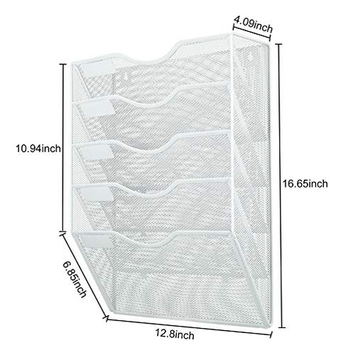 Soporte De Pared Colgante Para Archivos 5 Niveles Blanco