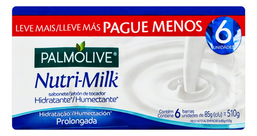 Sabonete hidratante em barra Palmolive nutri-milk hidratação prolongada 85g leve mais pague menos