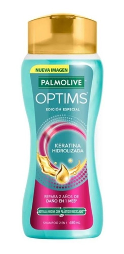Shampoo Palmolive Optims 2 En 1 Keratina Hidrolizada 680 Ml