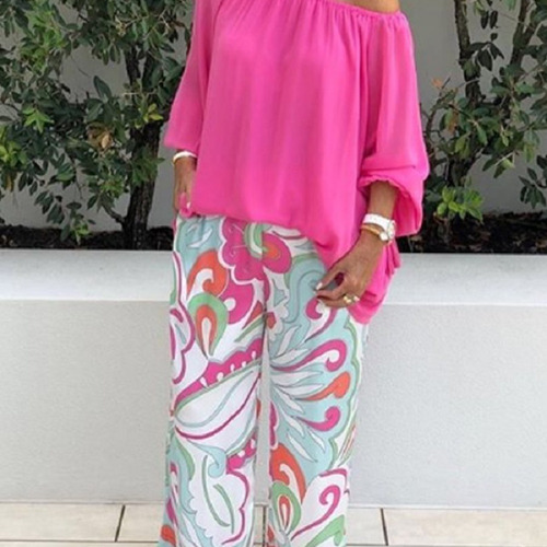 Mz Conjunto Casual Con Pantalones Estampados For Mujer