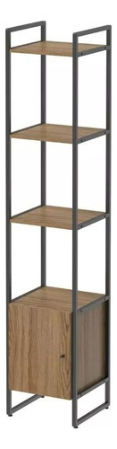 Estante Com 1 Porta Voss 40 Cm - Freijó C/ Preto Fosco Cor Preto/freijó