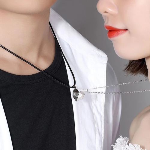 Collar Pareja Corazón Magnético Regalo Novios San Valentín