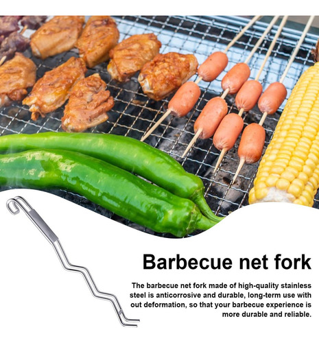 Grill Mesh Clip Barbecue Net Fork De Acero Inoxidable Rack N