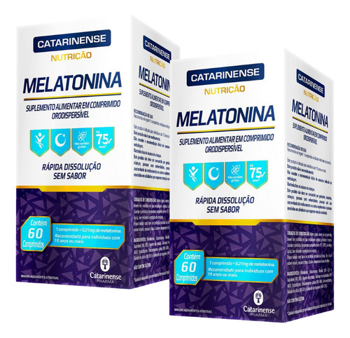 Kit 2 Melatonina Catarinense Sem Sabor 60 Comprimidos