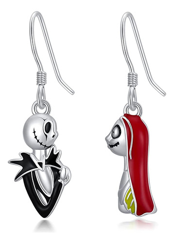 Shusukue Pendientes De Pesadilla De Jack And Sally De Plata.