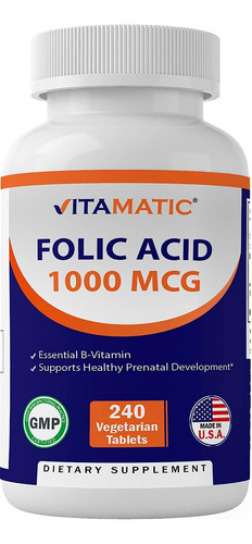  Acido Folico Vitamatic 240 Tabletas 1000 Mcg 