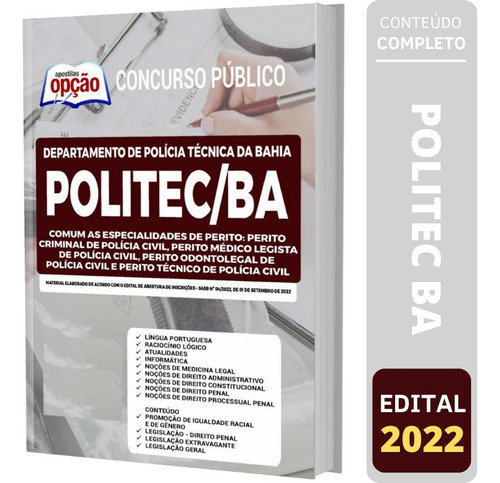 Apostila Politec Ba - Comum Às Especialidades De Perito