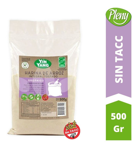 Harina De Arroz Integral Tostado Organico X 500 G - Sin Tacc