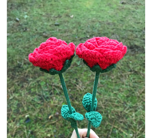 Rosa Amigurumi Flor Tejida Crochet Flores Artificiales Rosas