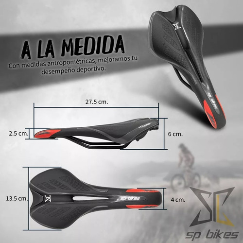 Asiento Negro/rojo Vzr Para Bicicleta Ruta / Montaña