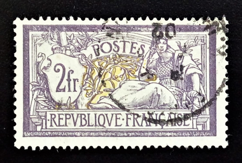 Francia, Sello Yv 122 Merson 2fr Violeta 1900 Usado L15492