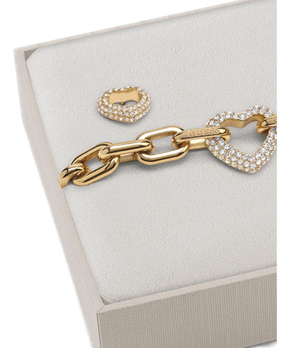 Box Set Pulsera Aretes Dorado Beloved Guess Mujer Diámetro 9 Cm Largo 18 Cm
