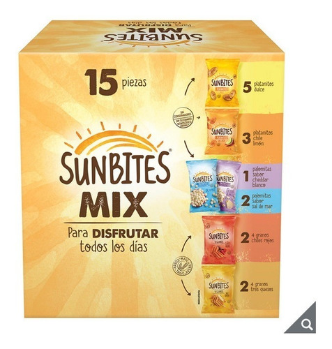 Imagen 1 de 1 de Sunbites, Paquete De Botana Surtida, 15 Piezas Ct