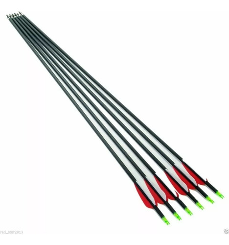 6 Flechas De Fibra De Carbono Para Arco Caza 30¨´  7.8mm