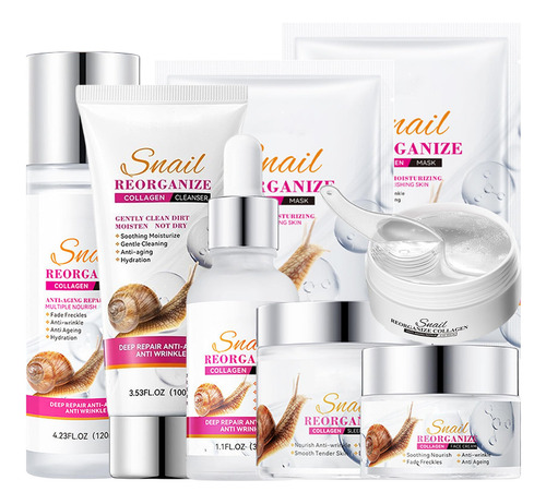 Set Para El Cuidado De La Piel Rosarden Snail Collagen, 8 Un