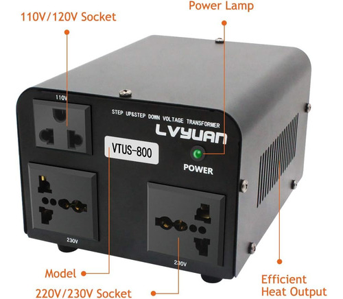 Transformador De Voltaje Lvyuan De 800 Vatios Step Up/down..