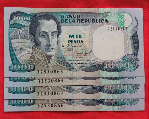 4 Billetes De 1000 Pesos. 1.995