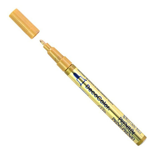 Imagen 1 de 4 de Marcador Metalizado Decocolor Permanente Dorado Oro 2mm