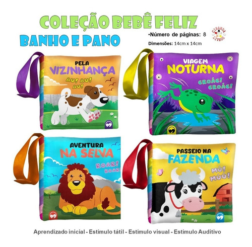 Coleção Com 4 Livros De Pano Para Bebês - Bebê Feliz