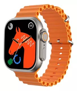 Smart Watch Naranja Gadnic Reloj Digital Inteligente Caja Gris Bisel Gris Diseño De La Malla Mesh