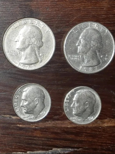 Imagen 1 de 2 de Monedas Eeuu Cuarto De Dolar Y Un Dime