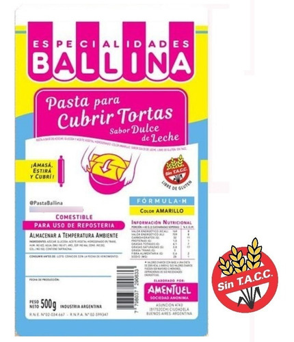 Pasta Para Cubrir Tortas Ballina Color 500gr Reposteria Color Azul