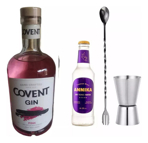 Kit Gin Covent Pink Frutos De Bosque + Tonica + Set Cocteria
