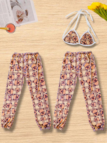 Pijama 3 Piezas Jogger Top Mujer Y Jogger Pareja