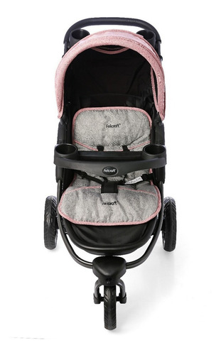 Cochecito Bebe Jogger 3 Ruedas Asiento Reclinable Y Canasto Color Rosa Color del chasis Negro