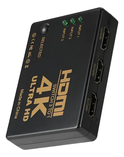 Conmutador HDMI De 3 Puertos – 1080p, Chapado En Oro, Para PS4, Xbox, Proyector Y PC (Sin Alimentación Externa)