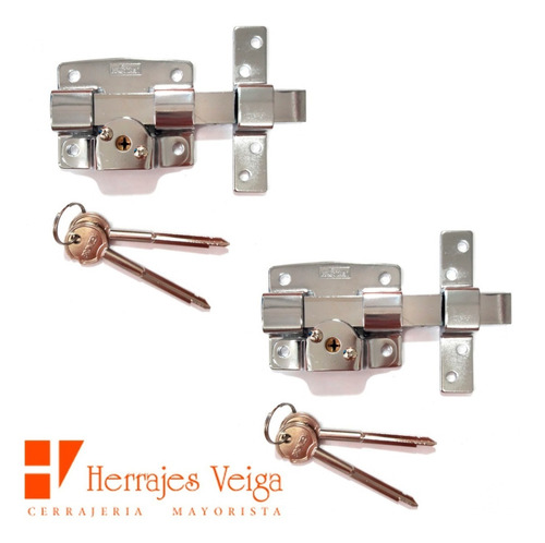 Imagen 2 de 6 de Cerrojo Pasador Cerrojo Llave Cruz Hermanados Bronzen Puerta