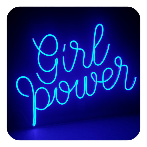 Placa Letreiro Luminoso Neon Girl Power 40x30 Decoração