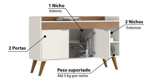 Buffet Demadero con 2 puertas, blanco roto/color natural, blanco roto