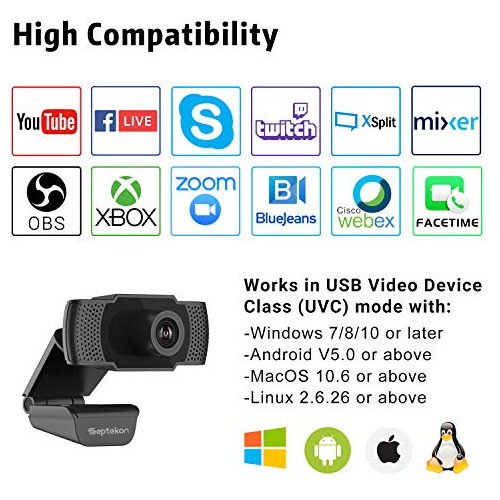 Webcam Hd Com Microfone Para Laptop/mac/tv (septekon)
