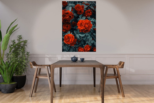 Cuadro Decorativo Canvas Flores De Petalos Rojos 100x80cm