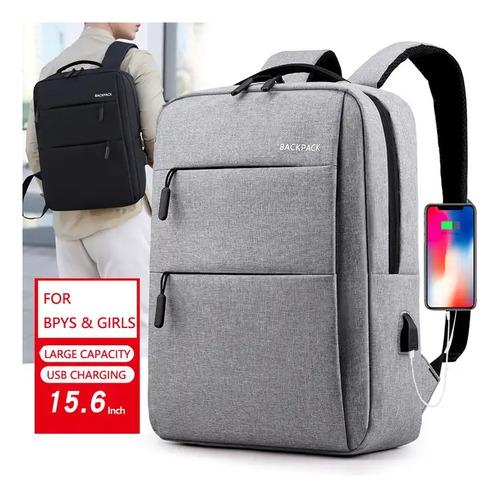 Bolso Morral Puerto Usb Laptop Mochila Deportivo Doble Cierr