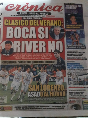 Diario Crónica 04 10 2011 Boca River San Lorenzo 