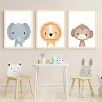 Comprar Set X3 Cuadros 20x30 Completos - Animalitos Selva Infantiles