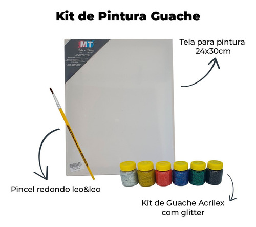 Kit De Pintura Guache Acrilex + Tela + Pincel