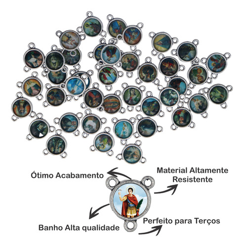10 Entremeio + 10 Cruxifixo Fe Nossa Senhora Rosario