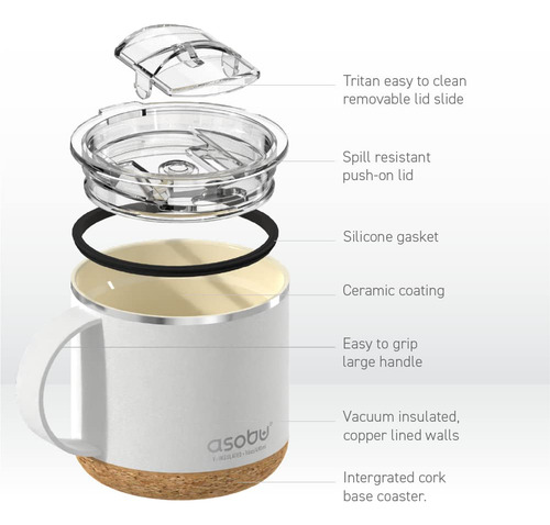 Taza De Café Asobu Infinite De Acero Inoxidable 470 Ml Con C