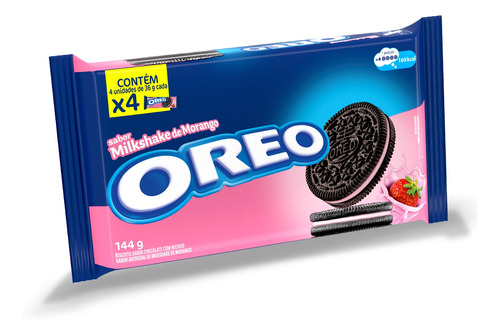 Imagem 2 de 8 de Biscoito Recheado Oreo Milkshake De Morango Multipack 144g