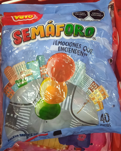 Semaforo Paleta Fresa Pina Limón 80 Pz Vero