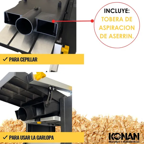 Cepilladora Garlopa Rebajadora Mesa Banco Madera 1500w Konan