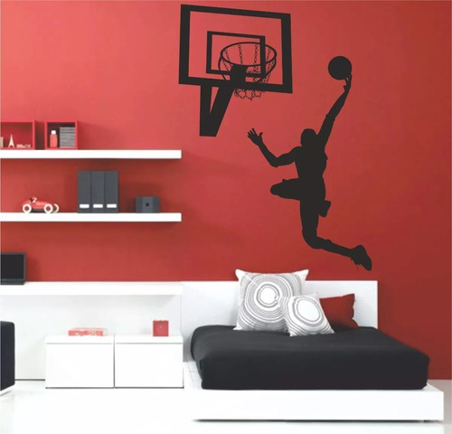 Vinilo Decorativo Canasta Y Jugador De Basquetbol Baloncesto