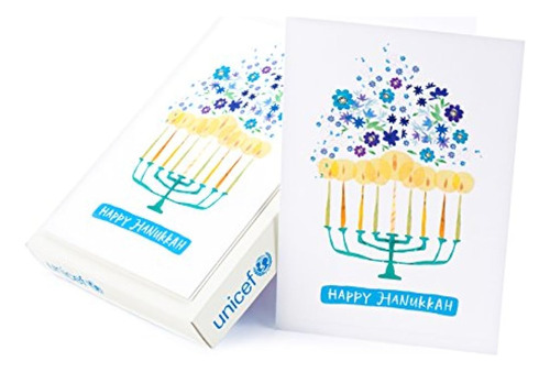 Tarjetas En Caja De Unicef ??hanukkah Distintivas, Velas De 