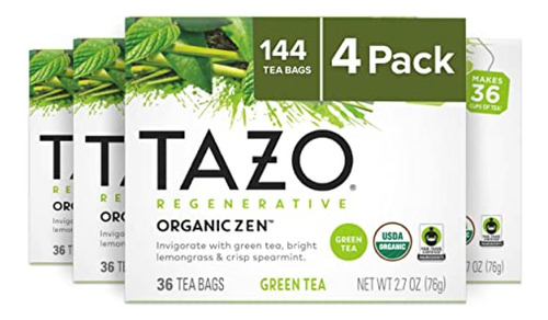Tazo Bolsas De Té Verde Zen Orgánico Regenerativo, 36 Unidad