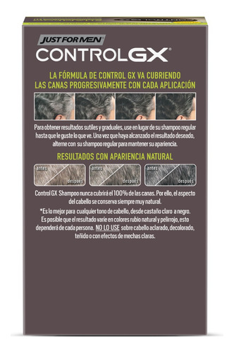 Shampoo Desvanecedor De Canas Just For Men Control Gx 3 Pack