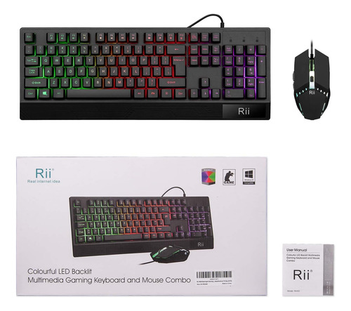 Combo De Teclado Y Ratón Para Juegos Rii Rk400 Rgb, Mech Con